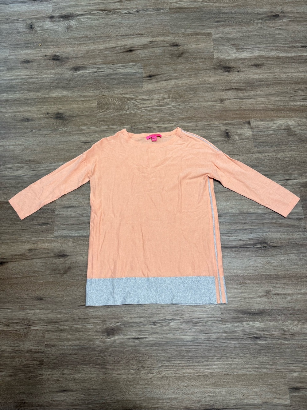 Lilly Pulitzer Peach Crewneck Sweater with Heather Gray Trim